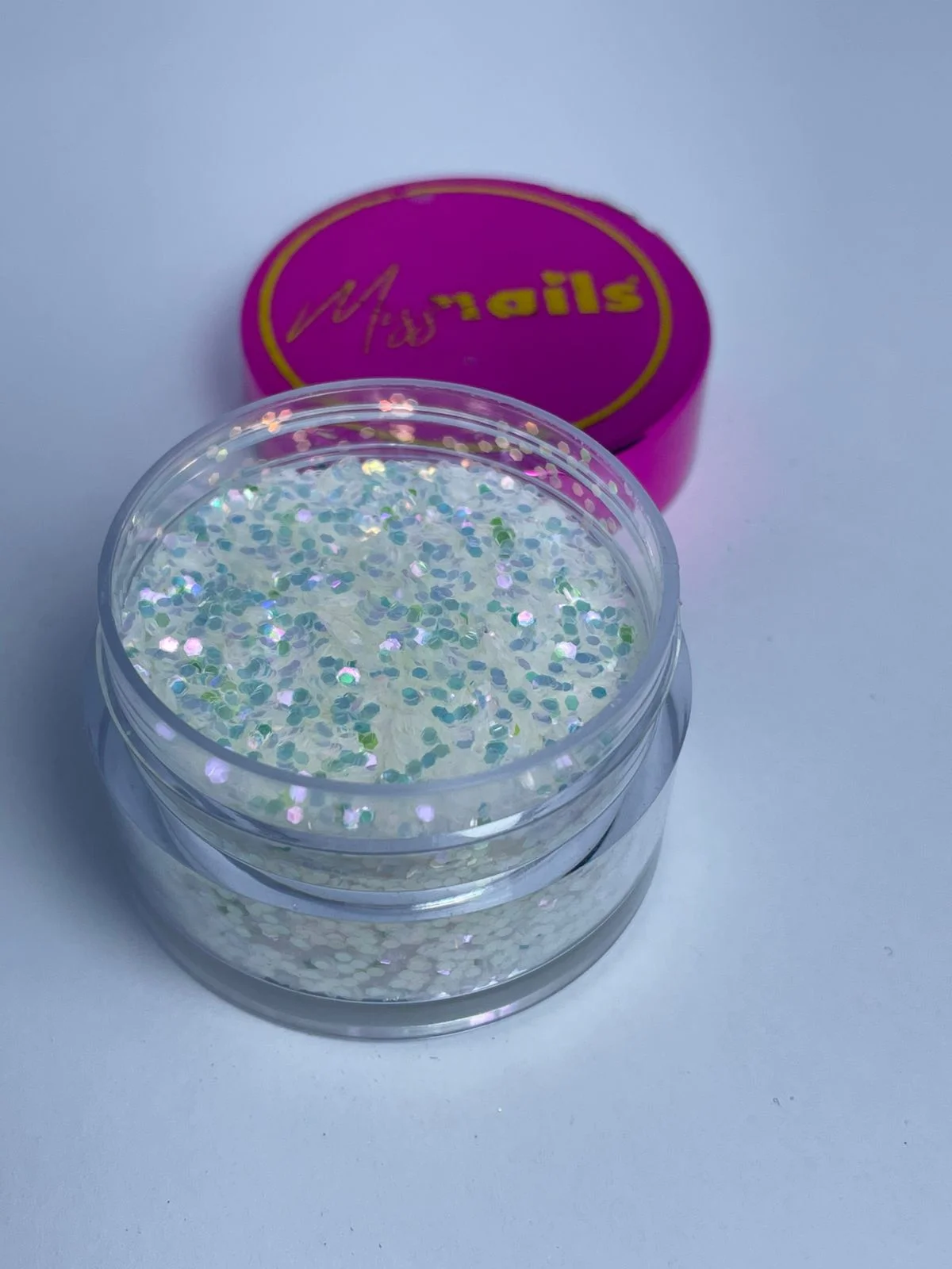 Glitter cola de sirena tornasol rosa #2078