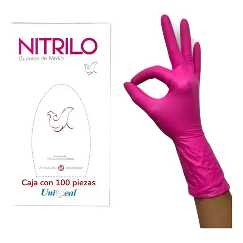 Guantes de nitrilo rosas